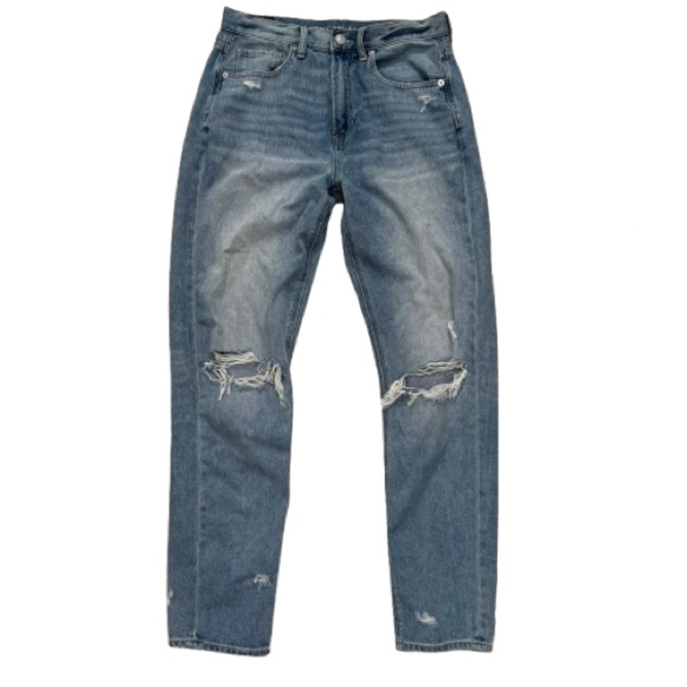 American Eagle Medium Wash Ripped Mom Jeans